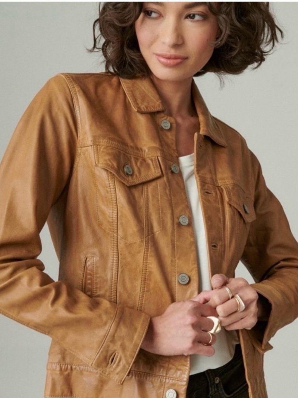 Lucky Brand Brown Leather Jacket, size M, like new - Picture 3 of 5
